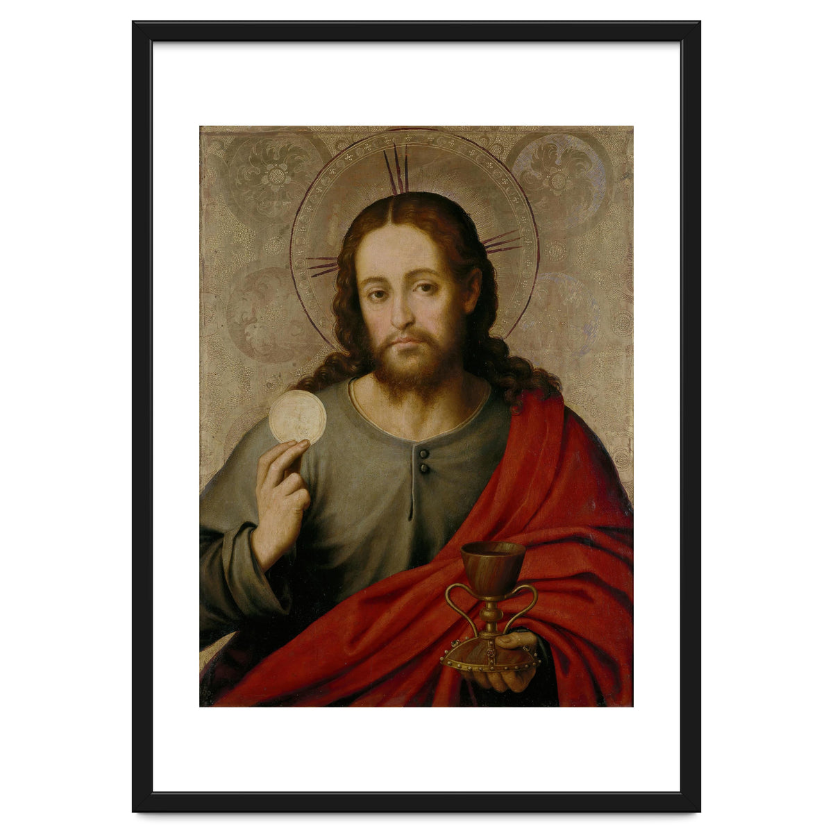 Juan de Juanes / 'The Saviour', 1545-1550, Spanish School, Oil on panel, 73 cm x 49 cm, P00845.