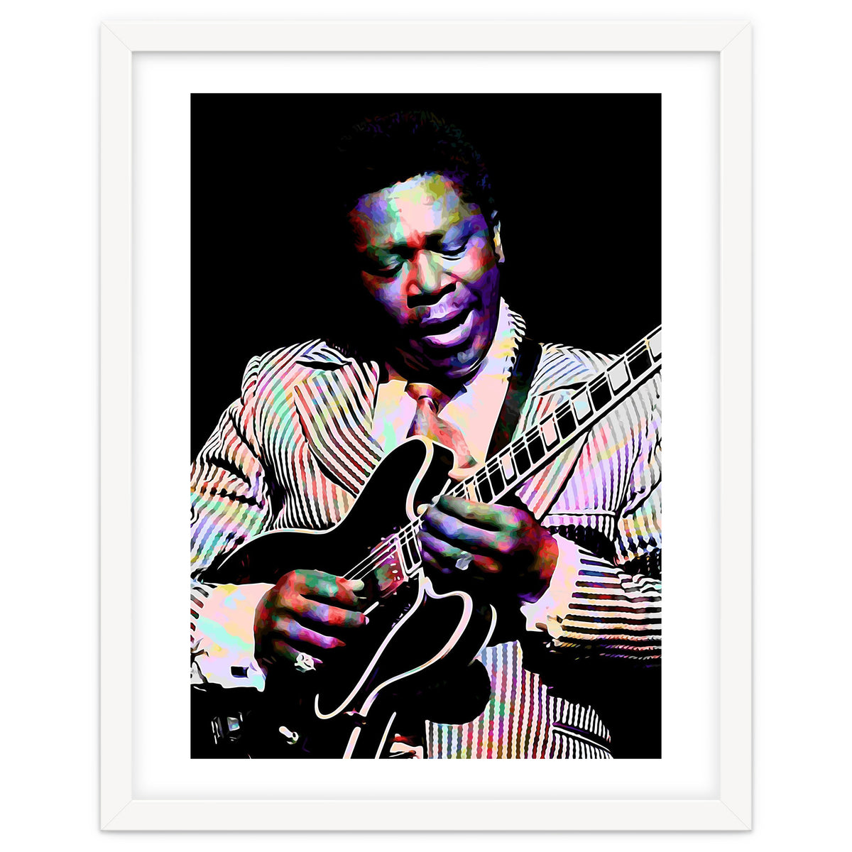 BB King. American Blues Guitarist in Colorful Art