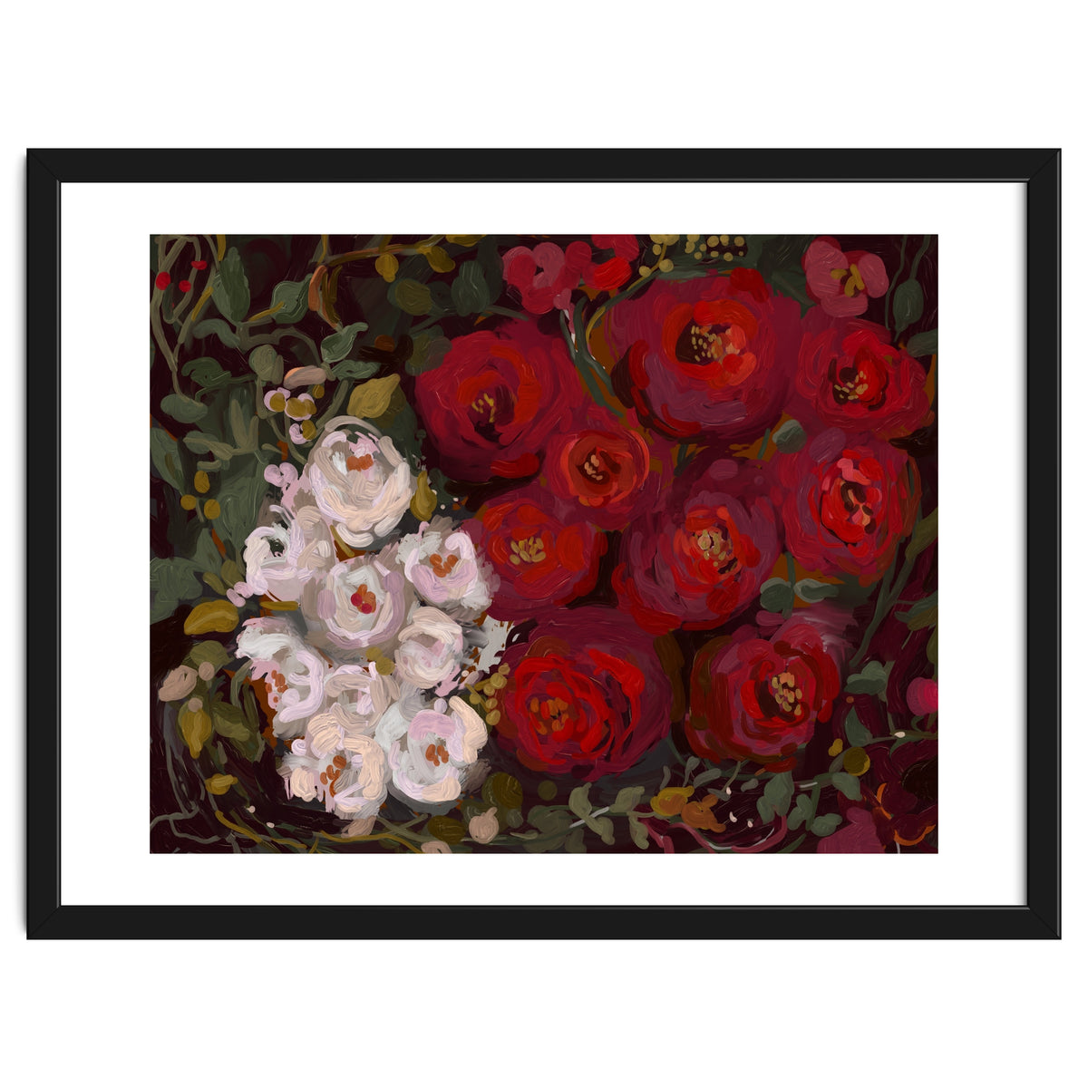 Vintage oil painted moody romantic Roses