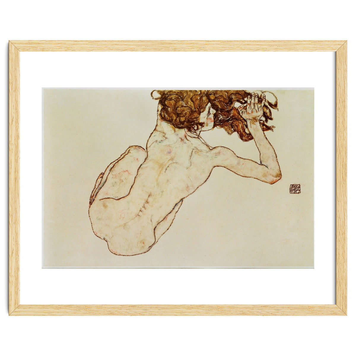 Kauernder Rueckenakt - Crouching nude,back view,1917. Gouache and pencil, 29,5 x 45 cm.