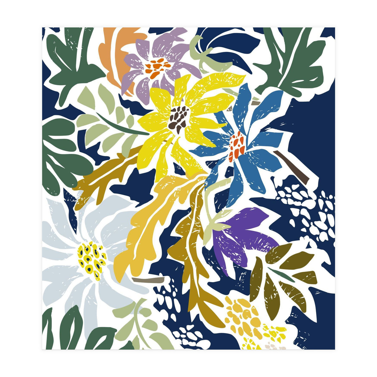 cosmopolitan flowers navy blue (Print Only)