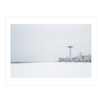 Amusement park in the winter seascape (Print Only)