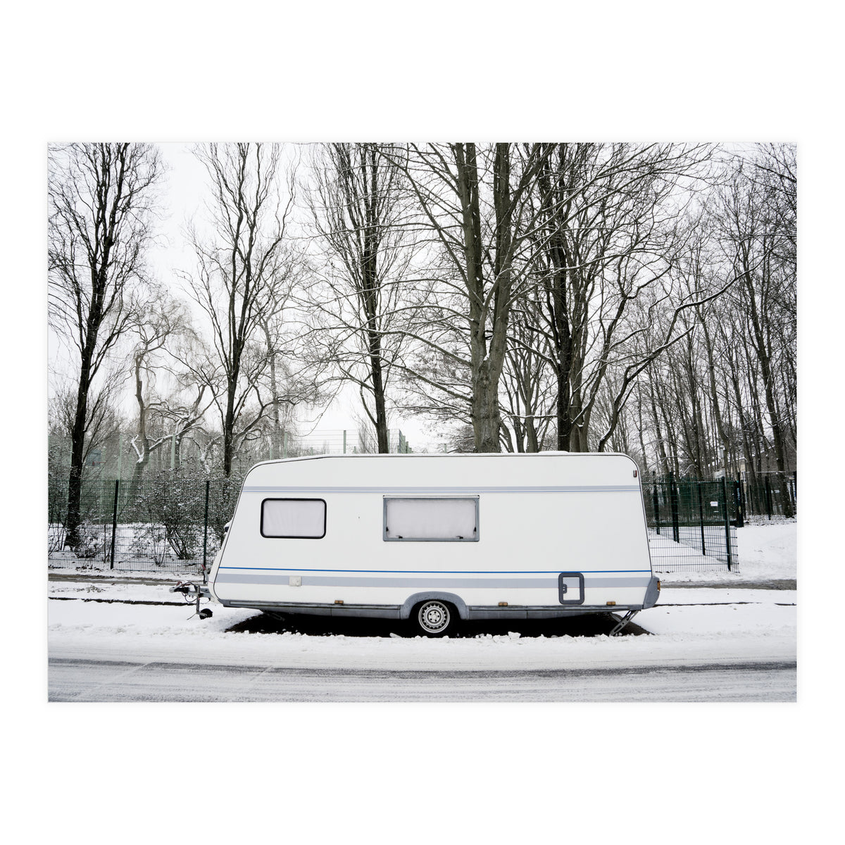 Travel Trailer in the snow road (Print Only)