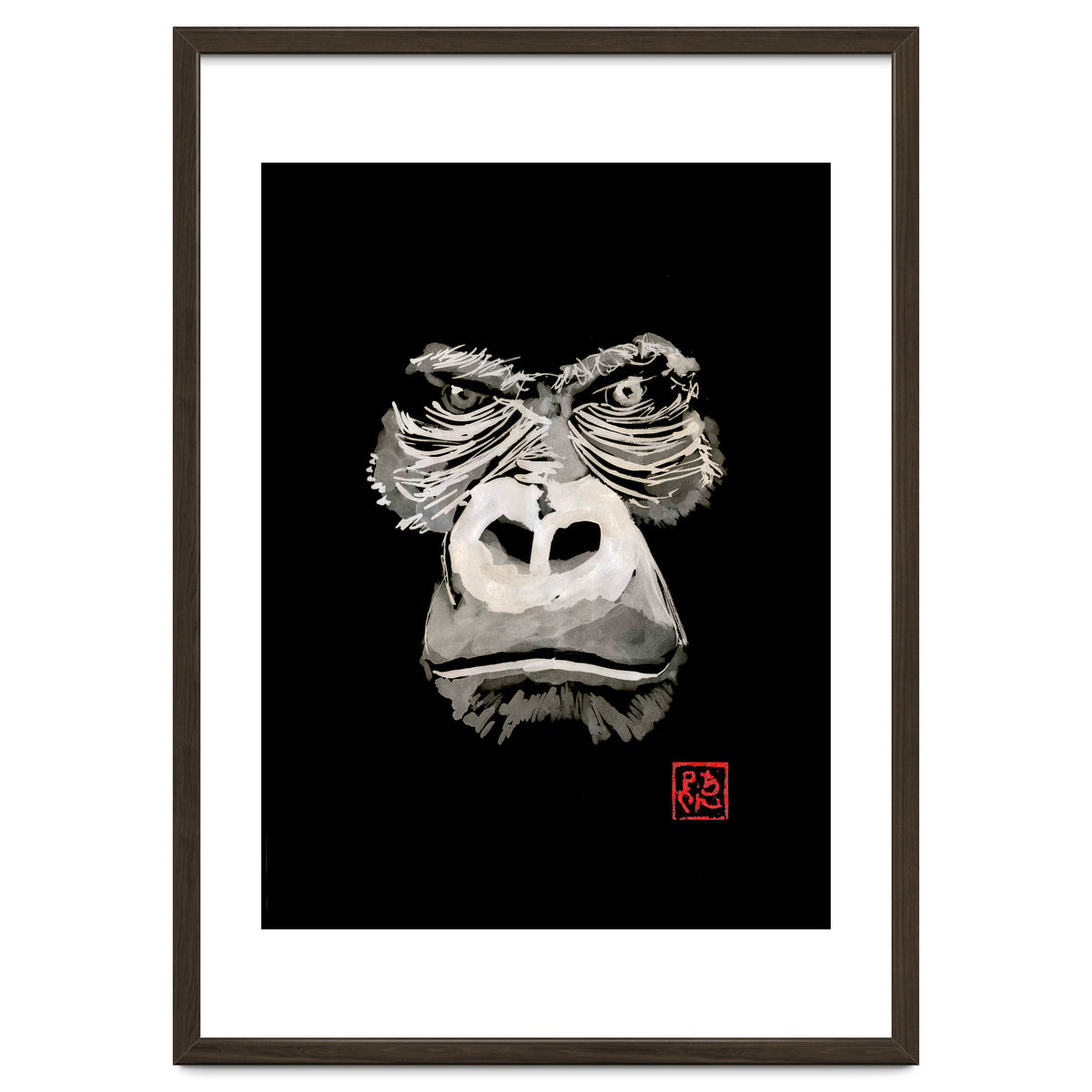 Angry Gorilla White In Black