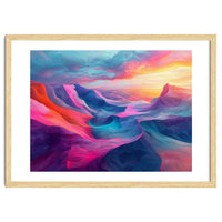 Vibrant Abstract Mountain Landscape at Sunset