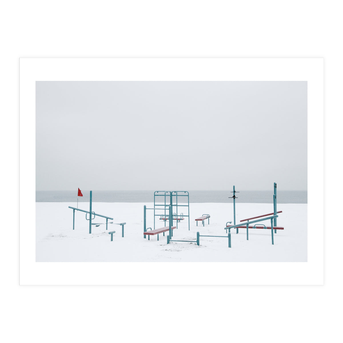 Playground in the winter snow beach (Print Only)