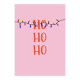 HO HO HO Christmas Lights Art, Pink Holiday Illustration, Modern Festive Quote (Print Only) thumbnail