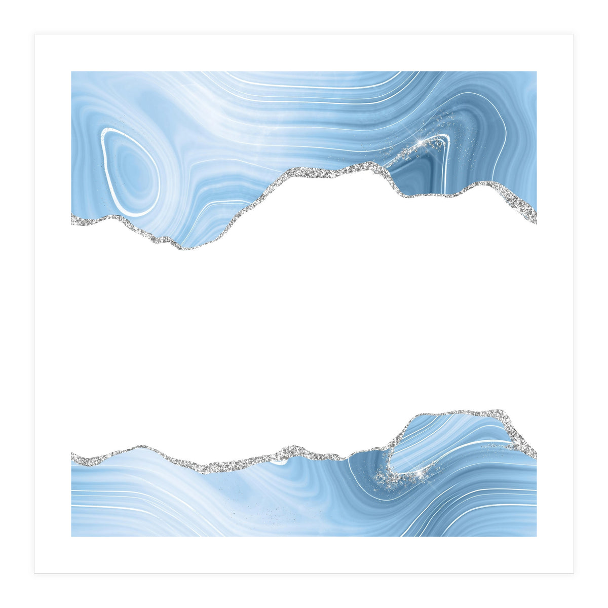 Blue & Silver Agate Glitter Texture 08 (Print Only)