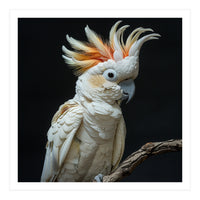 White Cockatoo Parrot Bird Perched On Branch (Print Only)
