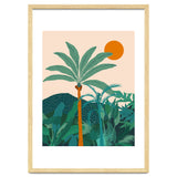 Palm Vibes, Tropical Vintage Botanical Nature, Illustration Mountains Landscape Adventure, Pastel Plants Wild Jungle Boho Forest thumbnail