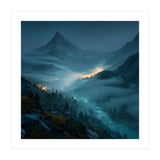 Moonlit Alpine Valley at Night with Shimmering River (Print Only) thumbnail