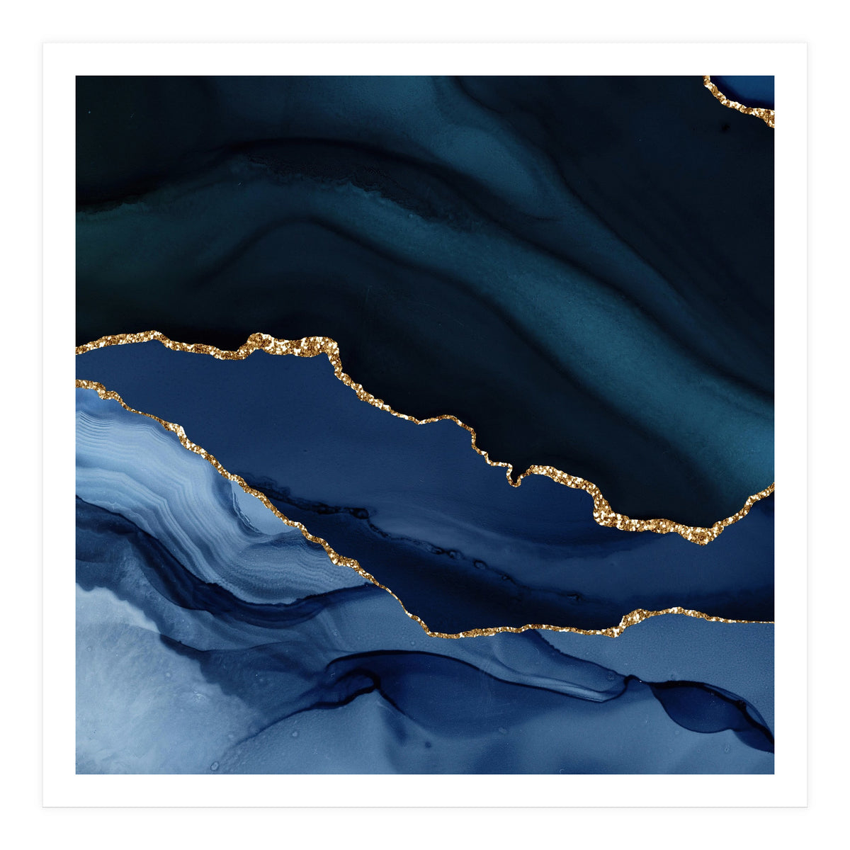 Navy & Gold Agate Texture 12 (Print Only)