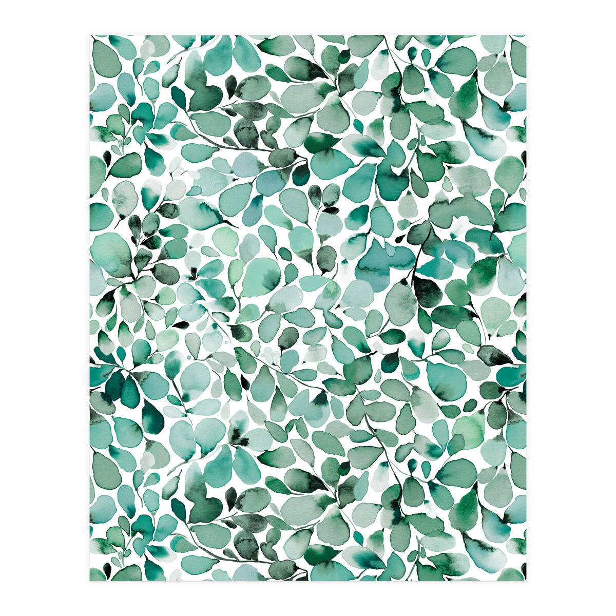 Leaffy Eucalyptus Botanical Leaves Green (Print Only)