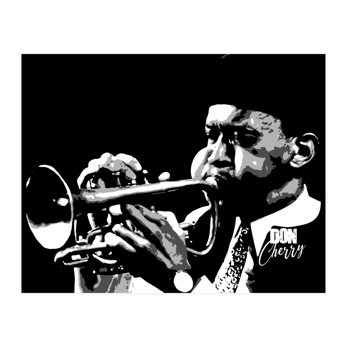 Don Cherry American Jazz Trumpeter in Grayscale (Print Only)