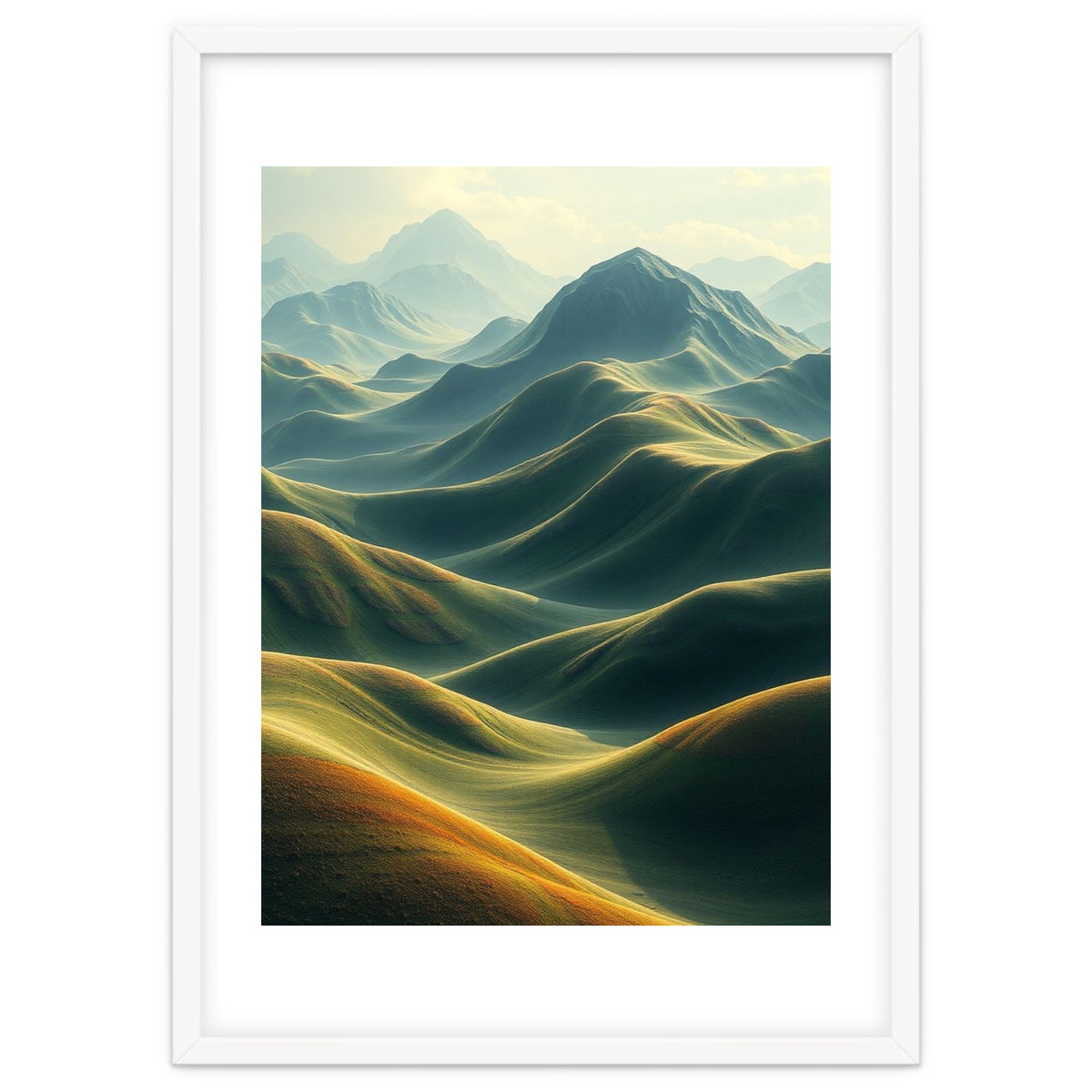 Ethereal Green Mountain Ridges Art