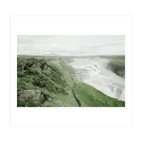 Tourists walking along the waterfall - Iceland (Print Only)