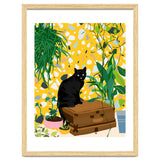 Urban Jungle Cat, Black Cats Pets Terrazzo Decor, Whimsical Bohemian Animals Illustration, Eclectic Quirky Travel thumbnail