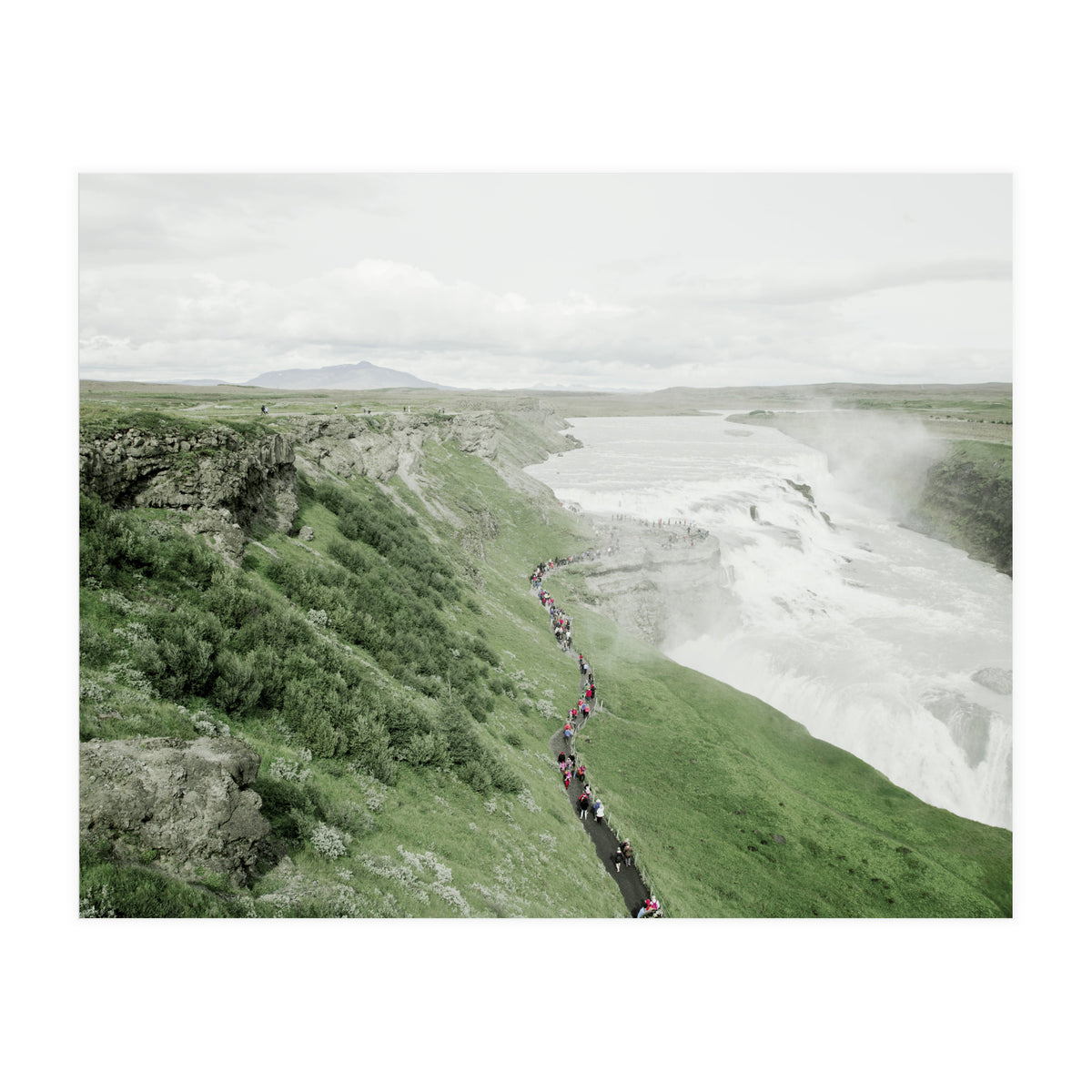Tourists walking along the waterfall - Iceland (Print Only)