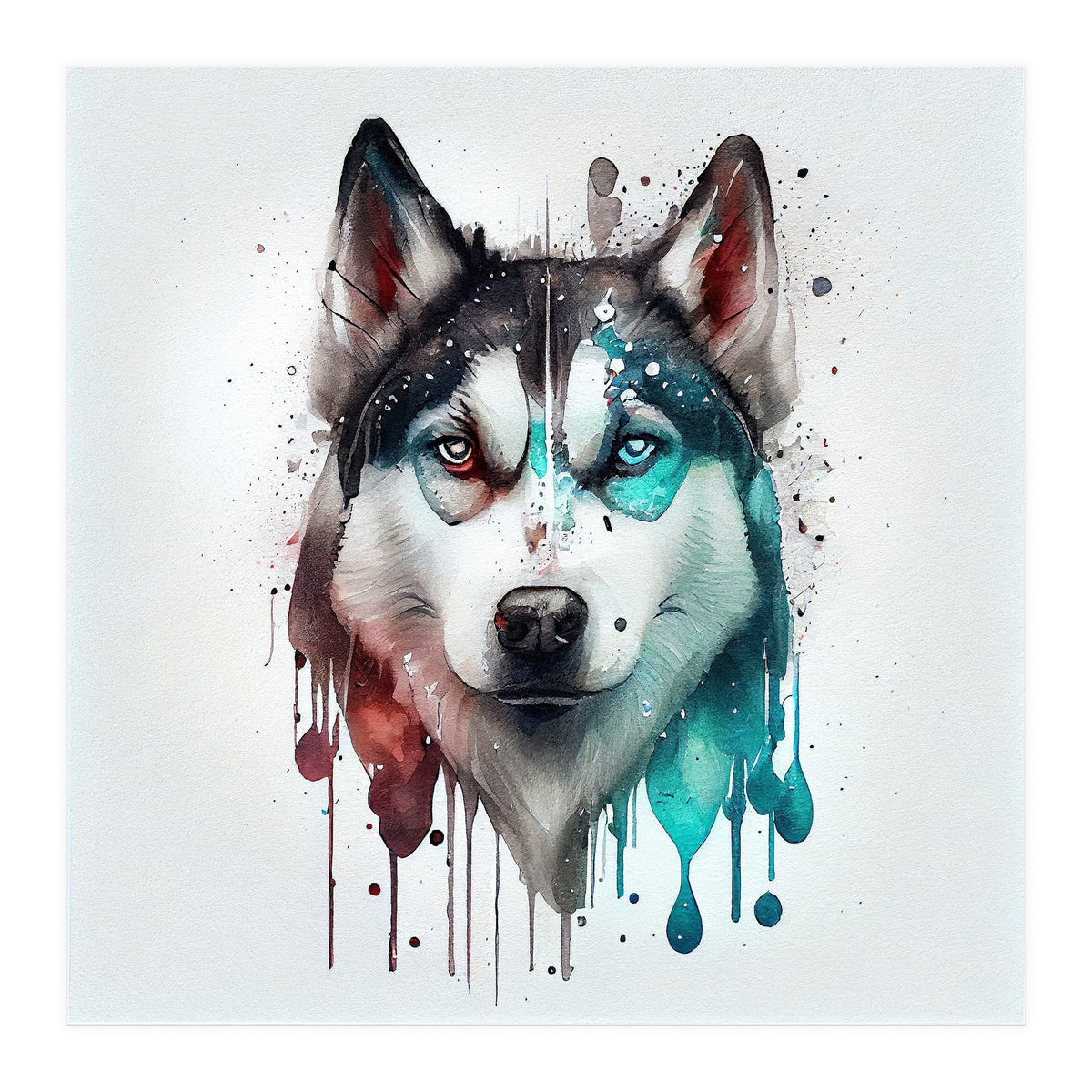 Watercolor Siberian Husky Dog (Print Only)