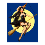 Pinup Sexy Witch Posing On A Broom (Print Only) thumbnail