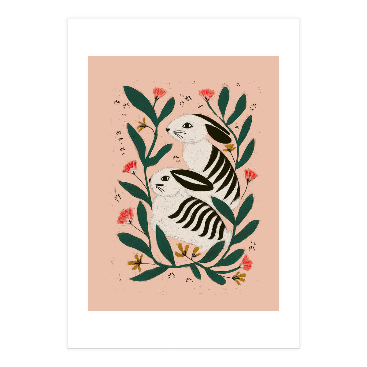 Hares Among Flowers (Print Only)