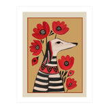 Striped Dog With Poppies (Print Only) thumbnail