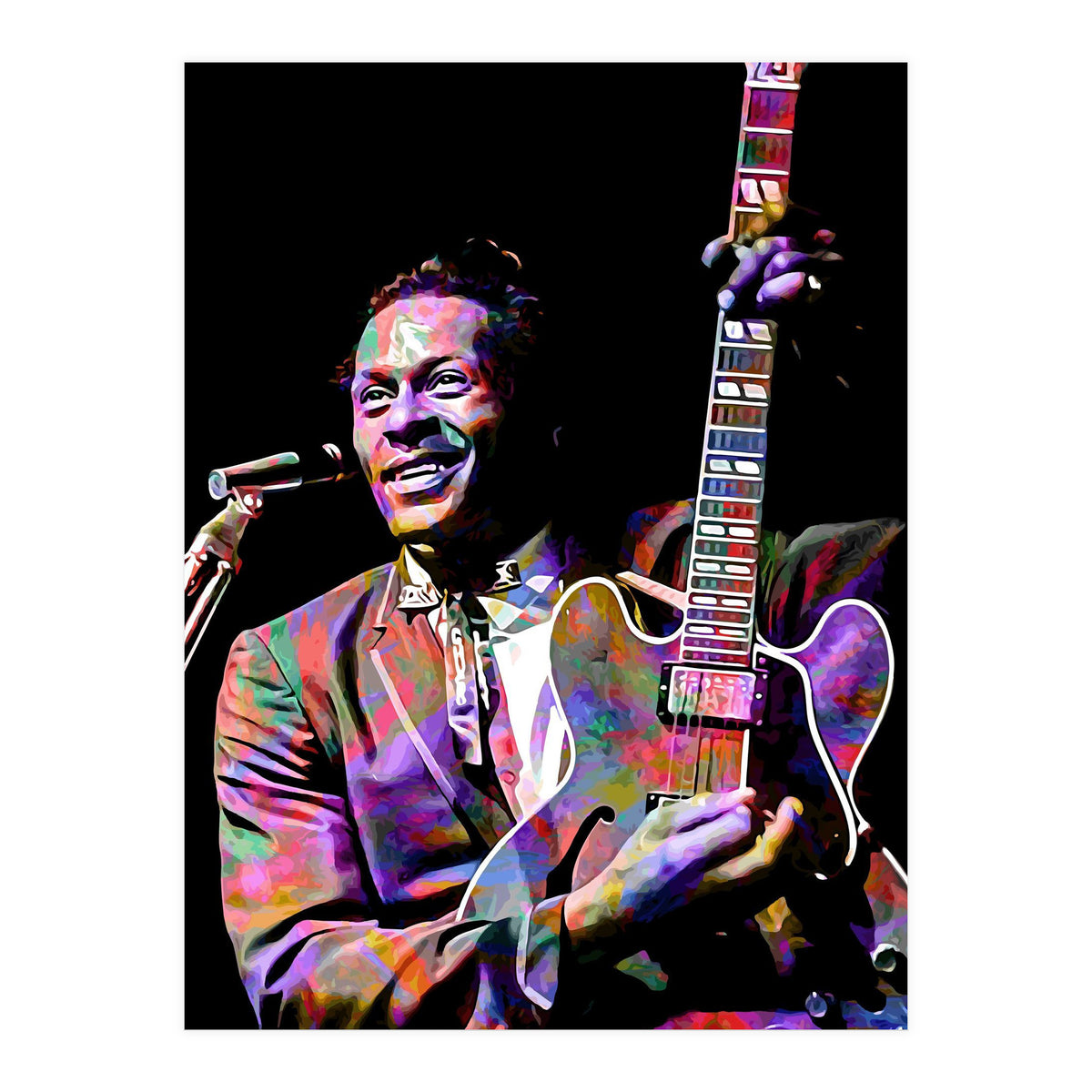 Chuck Berry Rock and Roll Guitarist Colorful (Print Only)