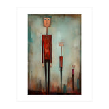 CITY HEIGHTS, three human-like forms of differing heights loom over the city below. (Print Only) thumbnail