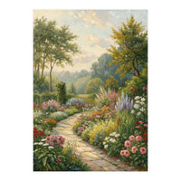 Enchanted English Cottage Garden Oil Painting (Print Only)