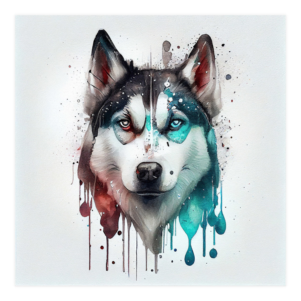Watercolor Siberian Husky Dog (Print Only)