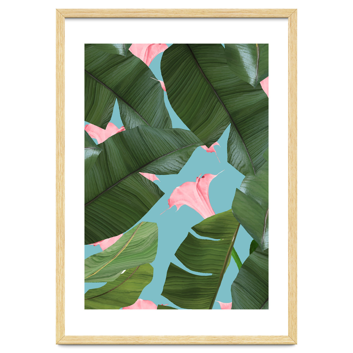 Wild Flower, Tropical Jungle Banana Leaves Botanical, Floral Nature Garden Blush Plants