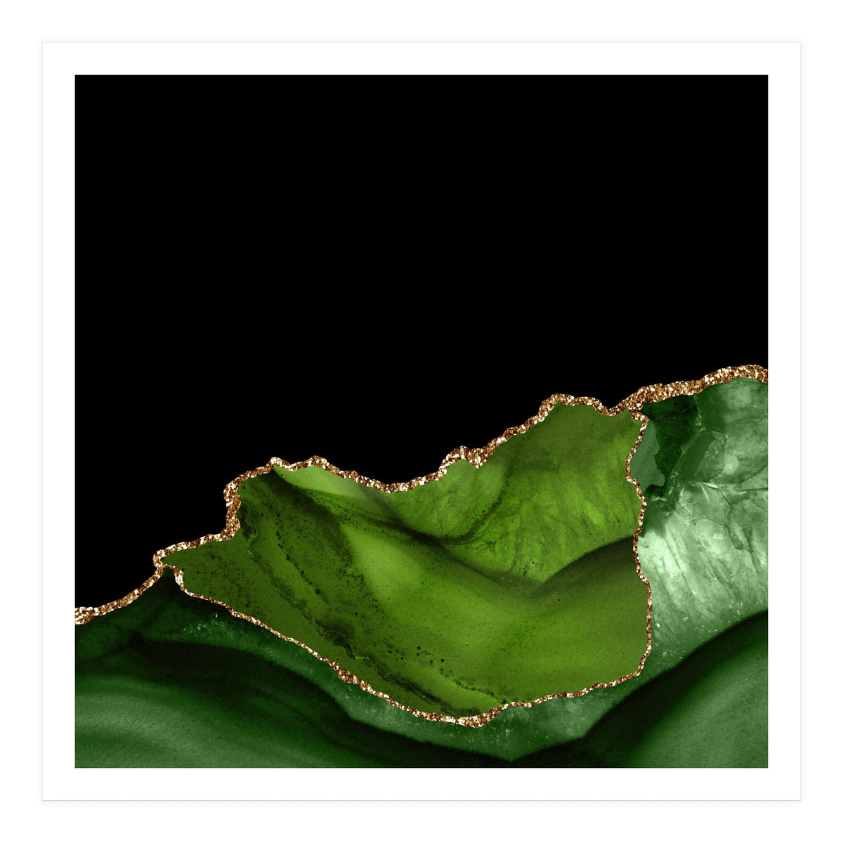 Green & Gold Agate Texture 06 (Print Only)