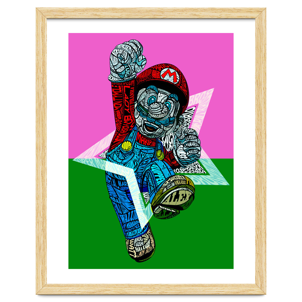 Mario Bross Typo Style Cartoon Pop Art