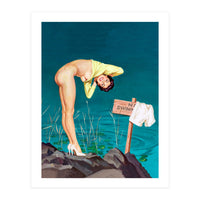Sexy Pinup Girl With No Swimming Sign (Print Only)