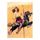 Pinup Sexy Girl Riding A Wooden Horse (Print Only) thumbnail