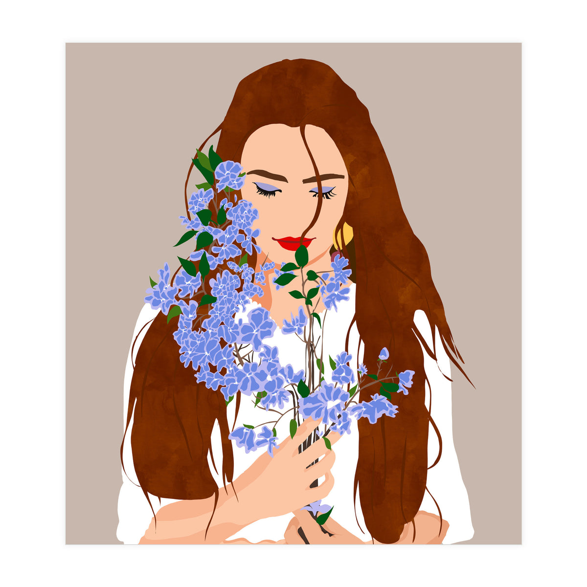 The Becoming, Nature Plants Bohemian Woman, Botanical Modern Mindful Self Care Self Love Positivity (Print Only)