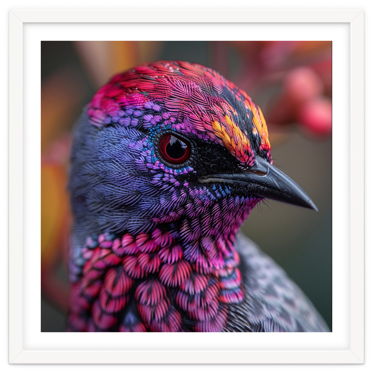 Vibrant Exotic Bird Detailed Feather Close Up