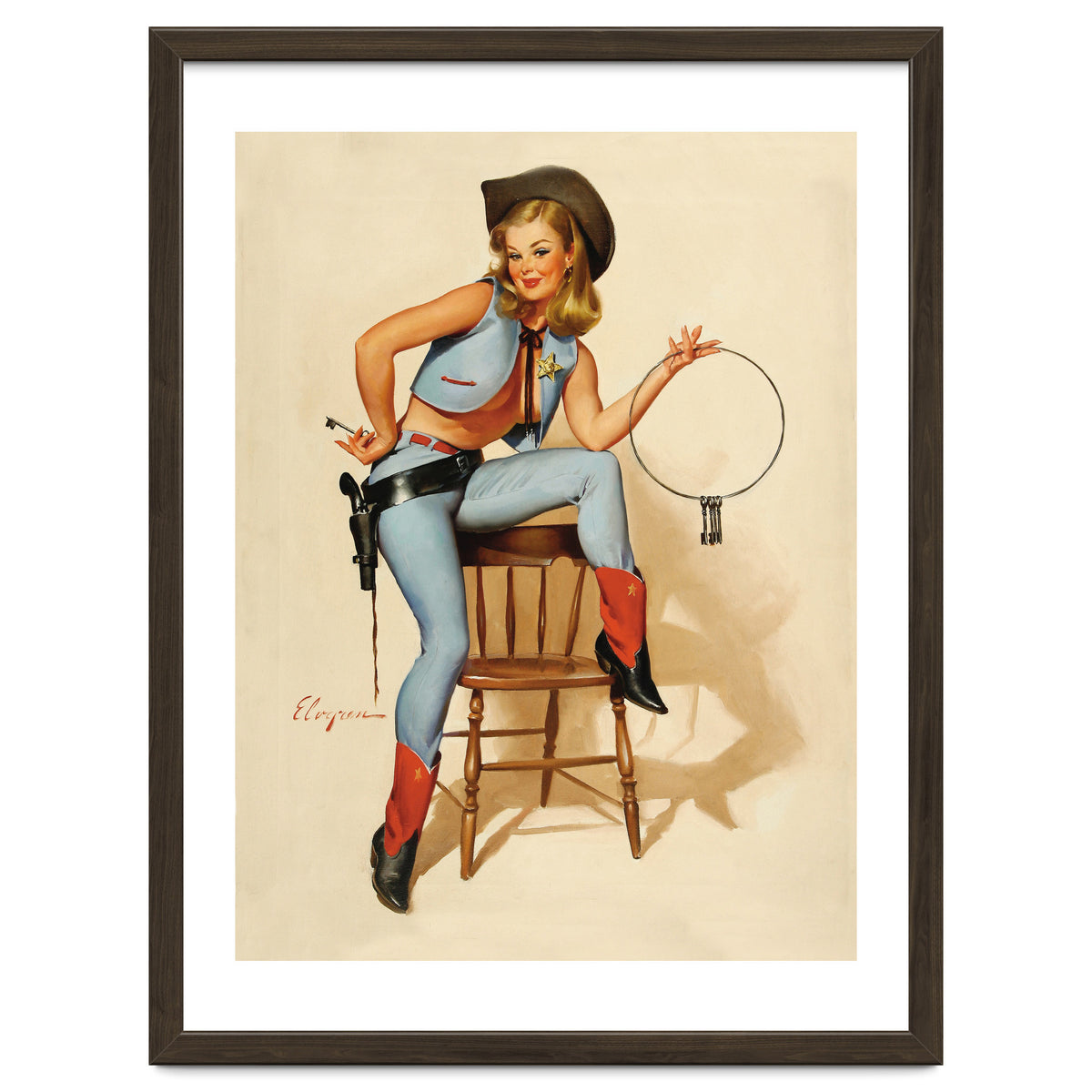 Pinup Cowgirl With A Key