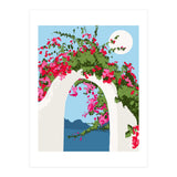 Bougainvillea Arch, Greece Santorini Architecture Travel, Summer Botanical Nature Bohemian, Eclectic Boho (Print Only) thumbnail