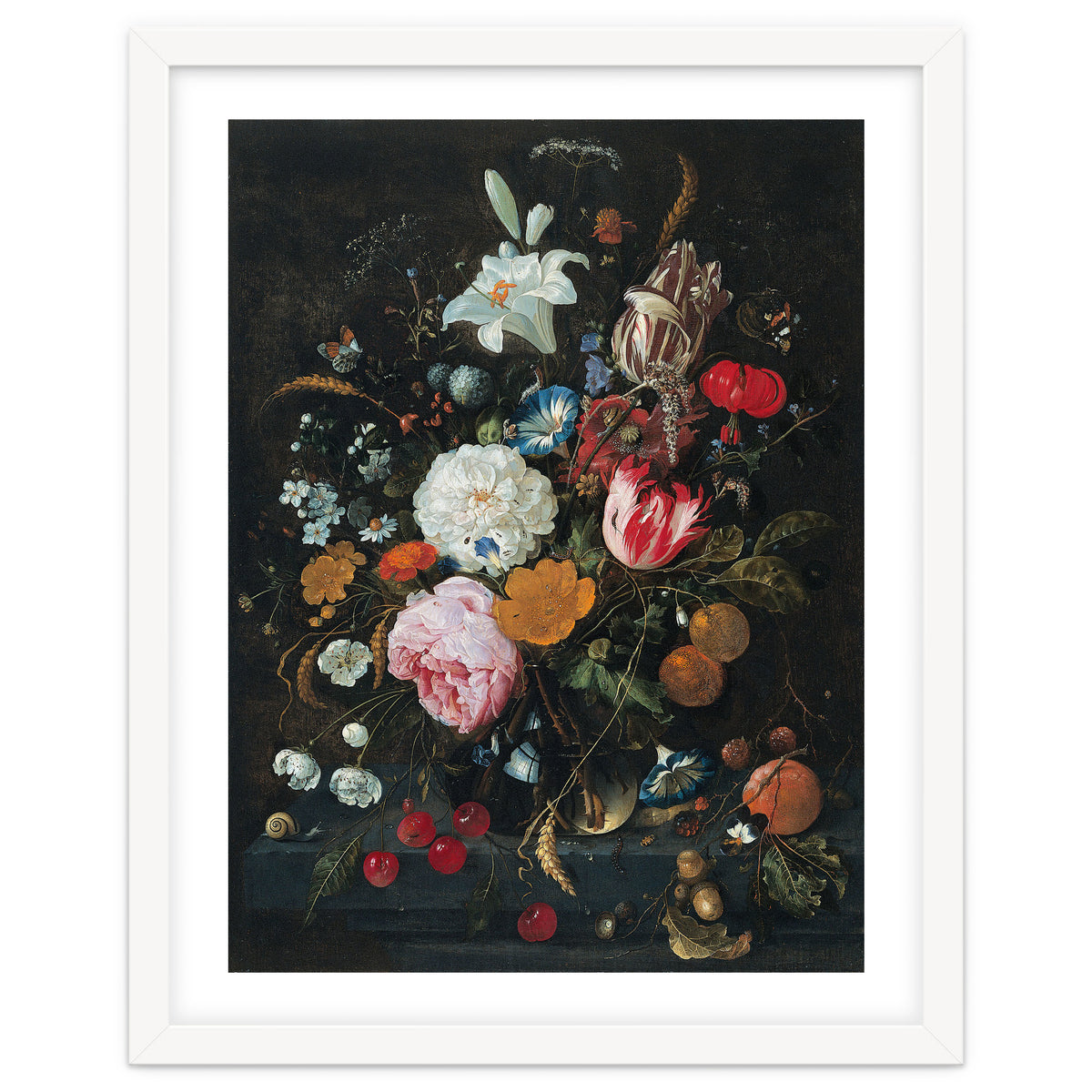 Jan Davidsz. de Heem (Utrecht, 1606-Amberes, 1683/4). Flowers in a glass Vase with Fruit (ca. 166...