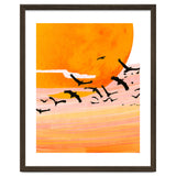 Time Flies, Birds Wildlife Fly Freedom Nature, Sun Sunset Sunrise Positivity Hope Painting, Growth Migrate Gift Animals Blush Sky Bohemian thumbnail