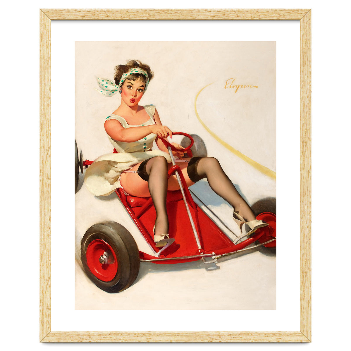 Pinup Sexy Girl On A Go Cart Car