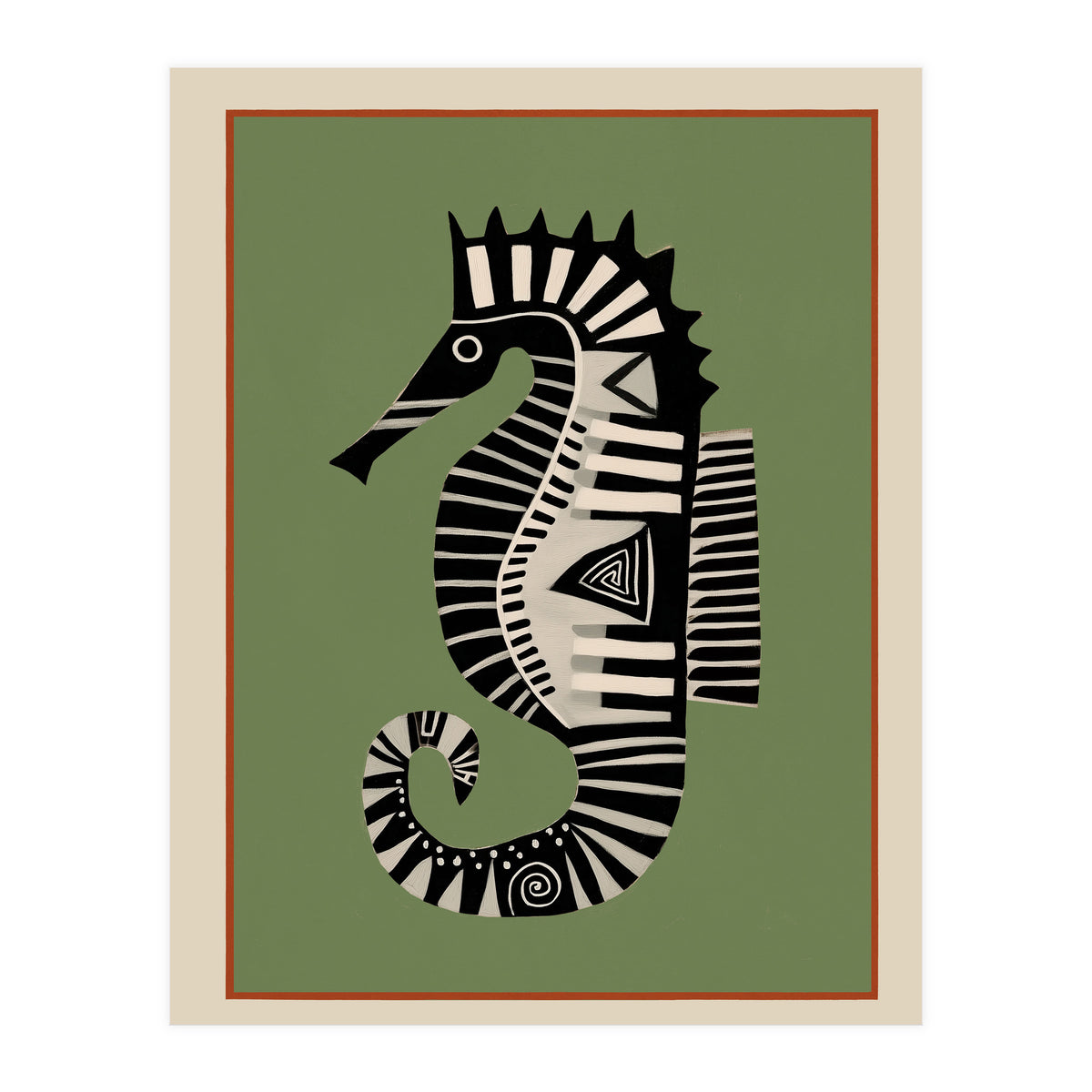 Striped Seahorse I (Print Only)