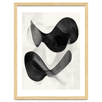 Abstract Black And White Flowing Organic Shapes With Texture