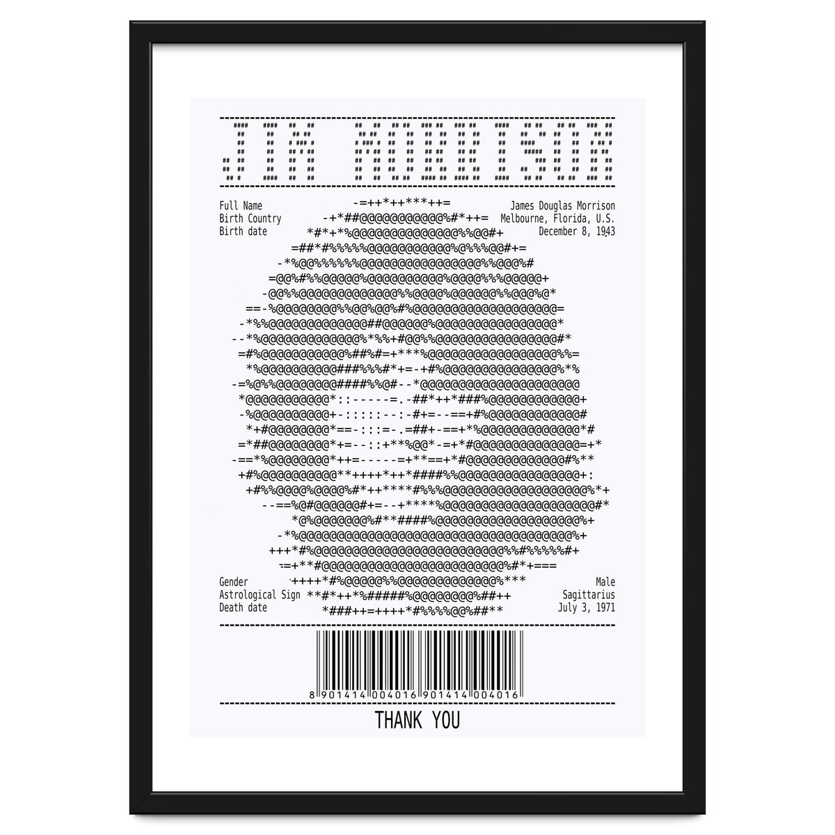 Receipt Art Jim Morrison