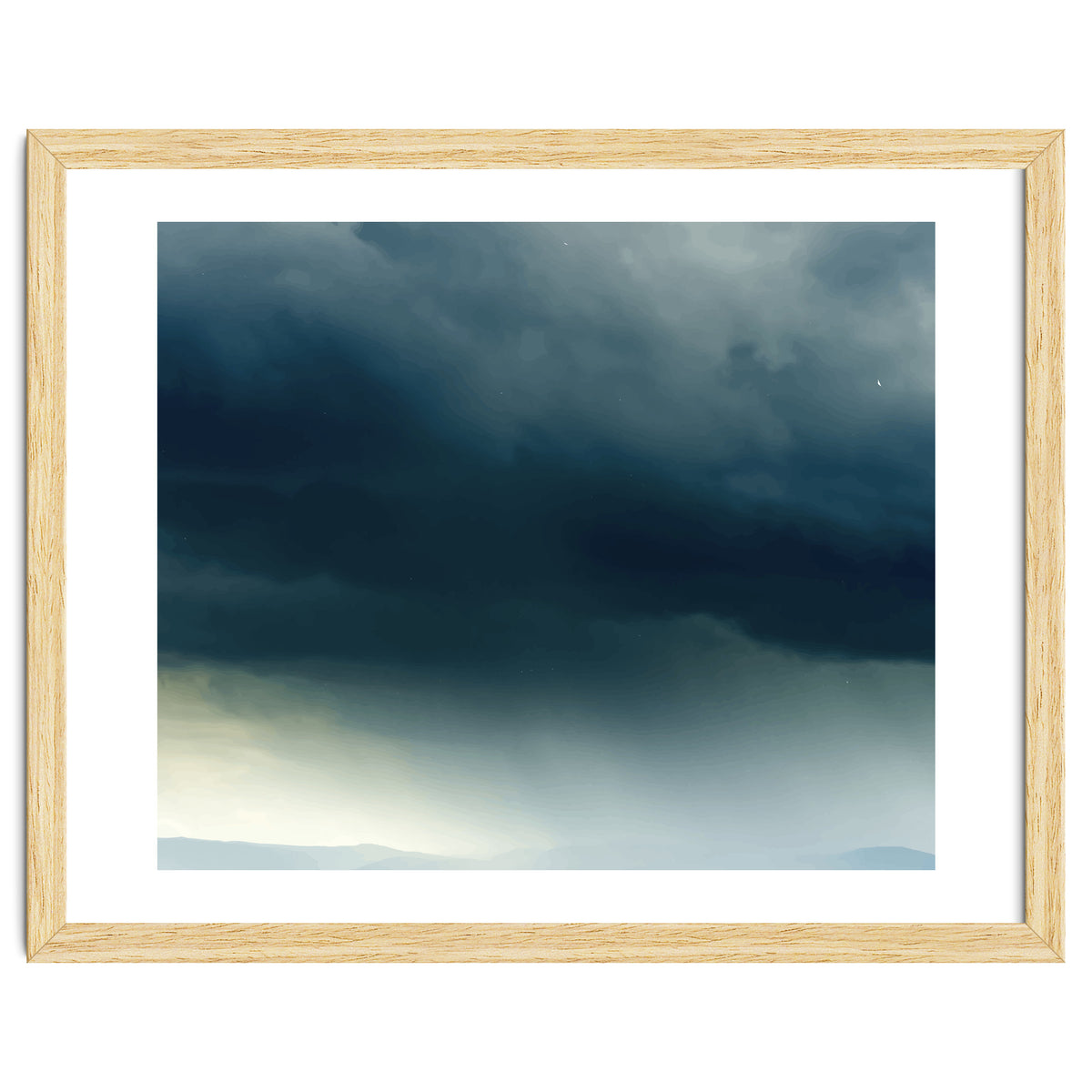 Storm Rain Clouds Watercolor Painting Blue Minimal Dark Sky Graphic