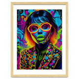 Girl In Glasses Neon Graffiti Art thumbnail