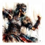 Viking Warrior Woman Watercolor Portrait (Print Only) thumbnail