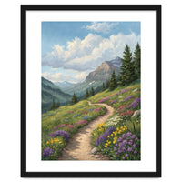 Serene Alpine Path Through Summer Wildflowers