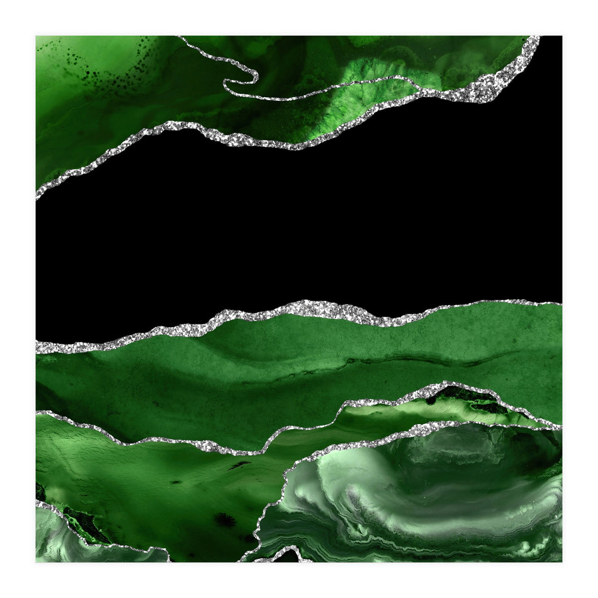 Green & Silver Agate Texture 02  (Print Only)